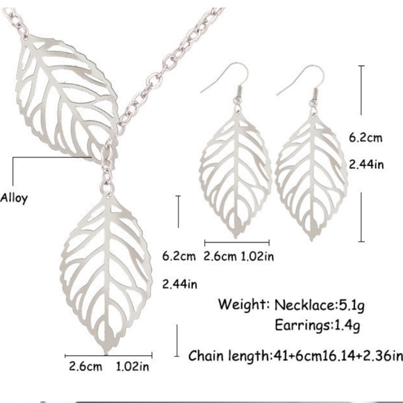 🍒5/$30-SILVER Double leaf necklace - Picture 4 of 4